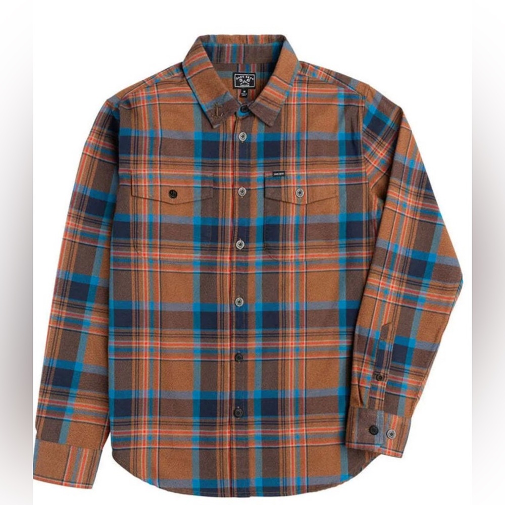 Dark Seas Summit Flannel Shirt XL– Brown/Navy-NWT
